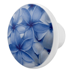 Bouton De Porte En Céramique Sapphire et fleurs azur