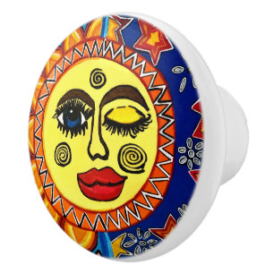 Bouton De Porte En Céramique Sassy Sun Ceramic Knob