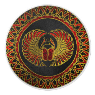Bouton De Porte En Céramique Scarabée égyptien de scarabée - or et métalliq