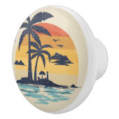 Bouton De Porte En Céramique Scène estivale tropicale (Droite)