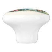 Bouton De Porte En Céramique Scène florale côtière du phare patchwork (Côté)