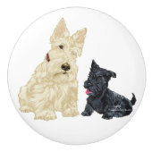 Bouton De Porte En Céramique Scottish Terrier Knobs (Devant)