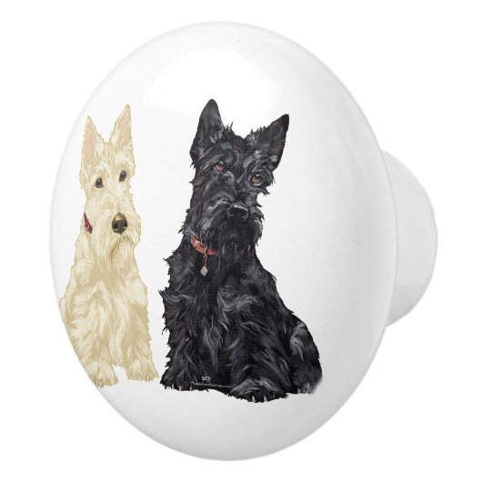 Bouton De Porte En Céramique Scottish Terrier Knobs (Droite)