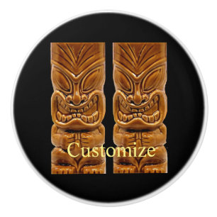 Bouton De Porte En Céramique Sculpture Gold Tiki Thunder_Cove 