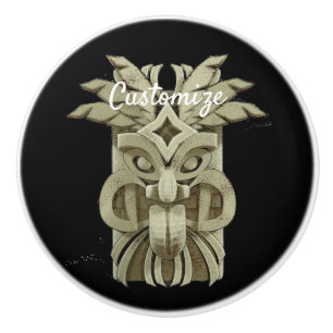 Bouton De Porte En Céramique Sculpture Tiki sculptée Thunder_Cove