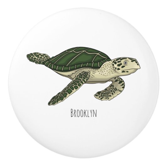 Bouton De Porte En Céramique Sea turtle cartoon (Devant)