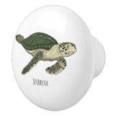 Bouton De Porte En Céramique Sea turtle cartoon (Droite)