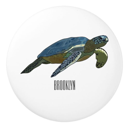 Bouton De Porte En Céramique Sea turtle cartoon (Devant)