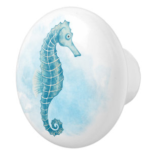 Bouton De Porte En Céramique Seahorse Watercolor Ocean Beach
