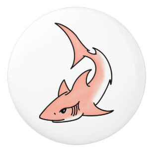 Bouton De Porte En Céramique semaine de requin rose dessin animé tatouage art o