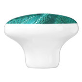 Bouton De Porte En Céramique Séquin brillant look vert turquoise (Côté)