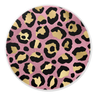 Bouton De Porte En Céramique Série de design Léopard Rose et Or 15
