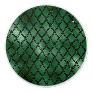 Bouton De Porte En Céramique Serpent Vert Reptile Motif