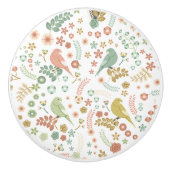 Bouton De Porte En Céramique Shabby Birds & Branches Blanc (Devant)