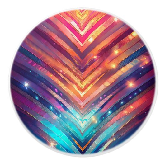 Bouton De Porte En Céramique Shiny Chevron (Devant)