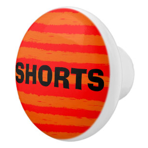 Bouton De Porte En Céramique Shorts Rouge Orange Aquarelle Rayures