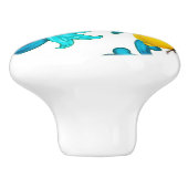 Bouton De Porte En Céramique sicilien, été, citron, mosaïque, bleu, (Côté)