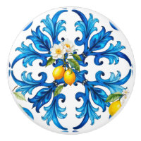 sicilien, été, citron, mosaïque, bleu,