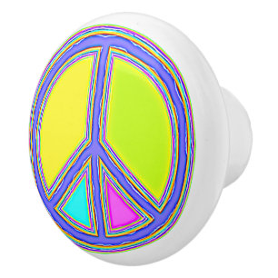 Bouton De Porte En Céramique Signe de PAIX avec des couleurs remplies 1