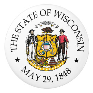 Bouton De Porte En Céramique signe du Wisconsin