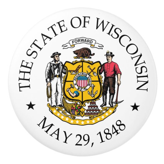 Bouton De Porte En Céramique signe du Wisconsin (Devant)