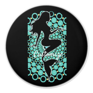 Bouton De Porte En Céramique Silhouette de sirène dans les bulles Thunder_Cove