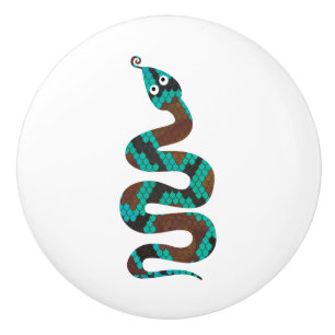Bouton De Porte En Céramique Silhouette d'impression Brown et Turquoise de serp
