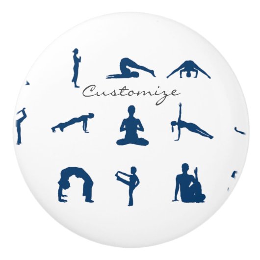 Bouton De Porte En Céramique Silhouette Yoga Pose Thunder_Cove (Devant)