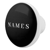 Bouton De Porte En Céramique Simple Black Custom Ajouter Votre Nom Élégant (Droite)