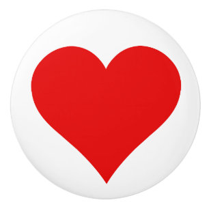 Bouton De Porte En Céramique Simple Coeur rouge sur une cuisse en céramique Arr