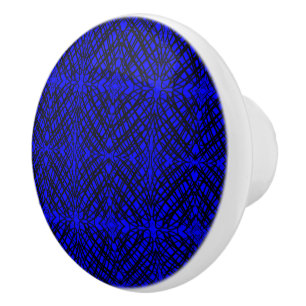 Bouton De Porte En Céramique Simple Gribouillis Carrelage Miroir Bleu