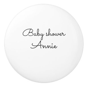 Bouton De Porte En Céramique simple minimal add your name text baby shower thro