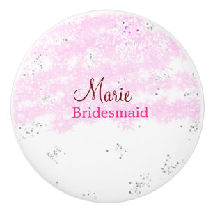 Bouton De Porte En Céramique simple minimal ajouter nom monogramme rose demoise