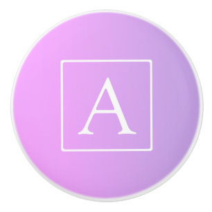 Bouton De Porte En Céramique Simple Monogramme Dégradé Rose/Violet Subtil