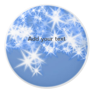 Bouton De Porte En Céramique Simple paillettes bleues scintillantes étoiles ajo