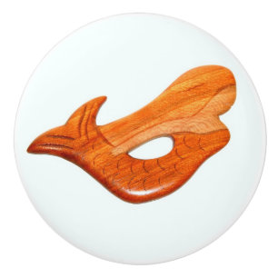 Bouton De Porte En Céramique sirène en bois de cerisier
