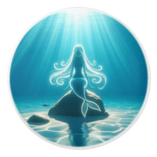 Bouton De Porte En Céramique Sirène sous-marine éclairée