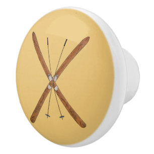 Bouton De Porte En Céramique Skis De Fond Et Polonais