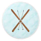 Bouton De Porte En Céramique Skis De Fond Sur Neige (Devant)