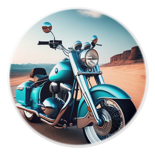 Bouton De Porte En Céramique Slick Motorcycle Blue Beach (Devant)