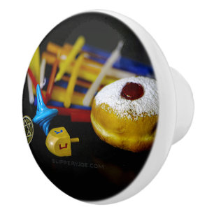 Bouton De Porte En Céramique SlipperyJoe nature morte symbolique de Hanukkah fê