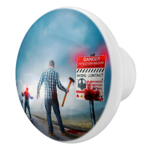 Bouton De Porte En Céramique SlipperyJoe's heureux Halloween yeux brillants zom