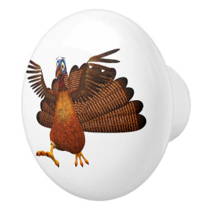 Bouton De Porte En Céramique SlipperyJoe's Thanksgiving gobble de manière respo