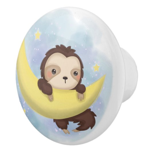 Bouton De Porte En Céramique Sloth, Moon et Stars (Droite)