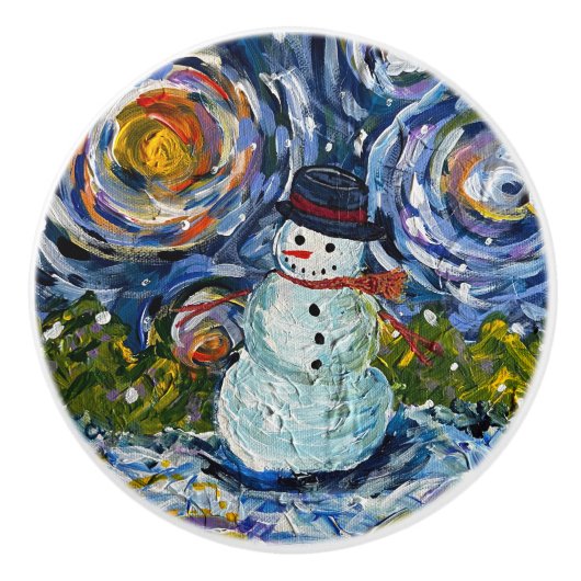 Bouton De Porte En Céramique Snowman Knoth Pull (Devant)