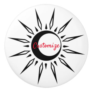 Bouton De Porte En Céramique Soleil brillant Crescent Lune Thunder_Cove