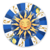 Bouton De Porte En Céramique soleil sicilien, majolica, citron, (Devant)