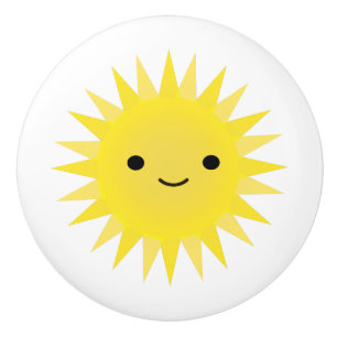 Bouton De Porte En Céramique Soleil souriant Cute Kawaii