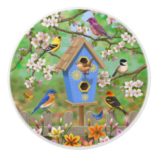 Bouton De Porte En Céramique Songbirds Lily Garden Birdhouse