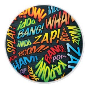 Bouton De Porte En Céramique Sons de bande dessinée rétro amusants Pop Art